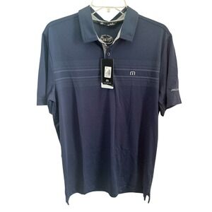 TravisMathew Crow Polo Shirt Mens‎ Medium Blue Nights Intel Dell 1MQ018 NWT